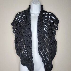 Women’s Black Crochet Cardigan – Lightweight Open Knit Sweater